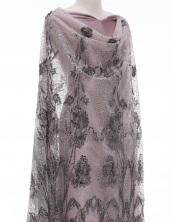NASH HEAVY BEADED LACE IN DARK GREY