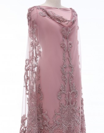 BENNET HEAVY BEADED LACE IN DUSTY PINK
