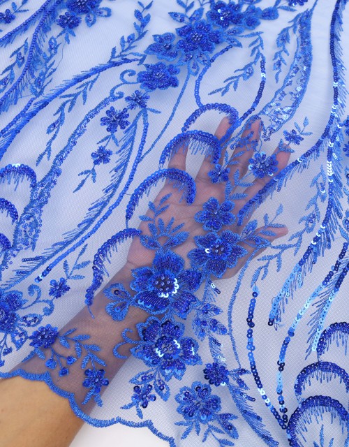 AZALEA SEQUIN BEADED LACE IN BLUE