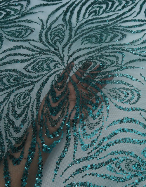 ORION BEADED LACE IN EMERALD GREEN