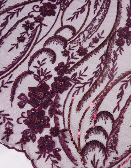 AZALEA SEQUIN BEADED LACE IN PLUM