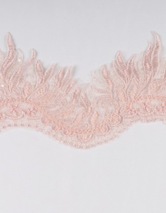 IVORY BORDER LACE BEADED IN LIGHT PINK