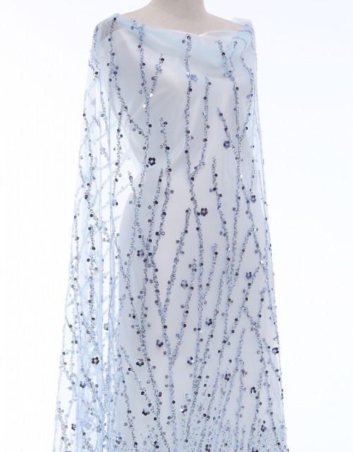 CAESAR SEQUIN BEADED LACE IN ICE BLUE