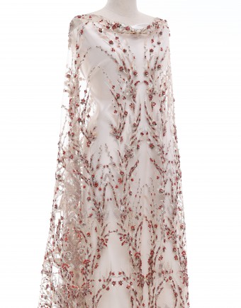 CASSANDRA BEADED LACE IN WHITE/RED