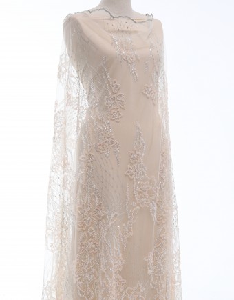 ADRIENNE BEADED LACE IN OFF WHITE/PINK