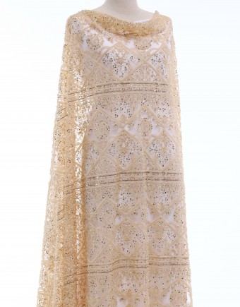 QUINN HEAVY BEADED LACE IN GOLD