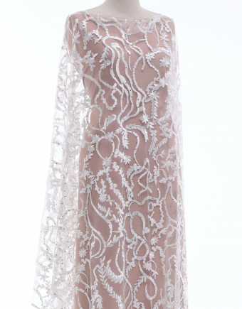 FLEUR BEADED LACE IN WHITE