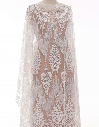 DELPHI SEQUIN BEADED LACE IN WHITE