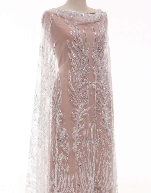 ELVIRA SEQUIN BEADED LACE IN WHITE