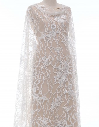 EIRIAN SEQUIN BEADED LACE IN WHITE