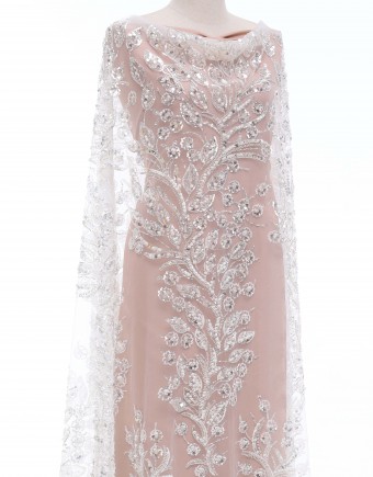 AUBREE SEQUIN BEADED LACE IN WHITE