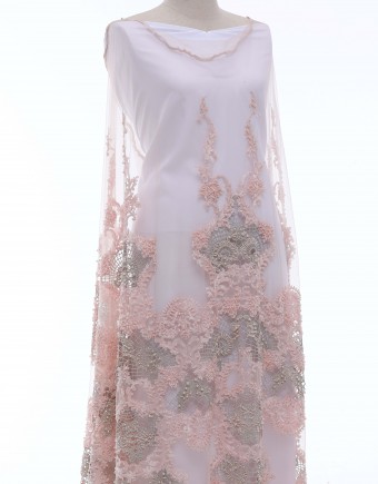EMMA PEARL BEADED LACE IN LIGHT PINK