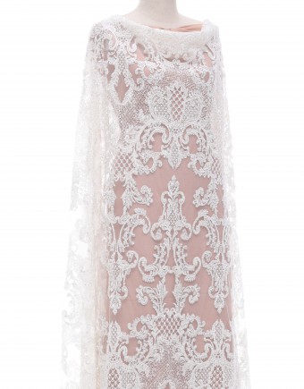 MARY HEAVY BEADED LACE IN WHITE