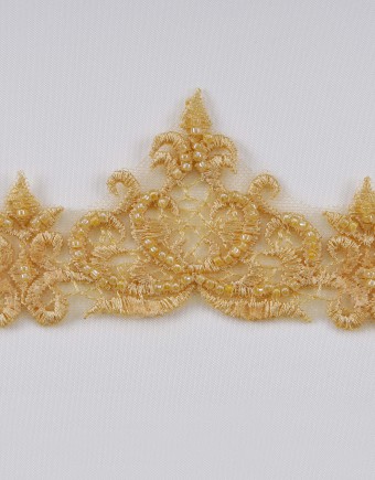 DAHLIA BORDER LACE BEADED IN GOLD