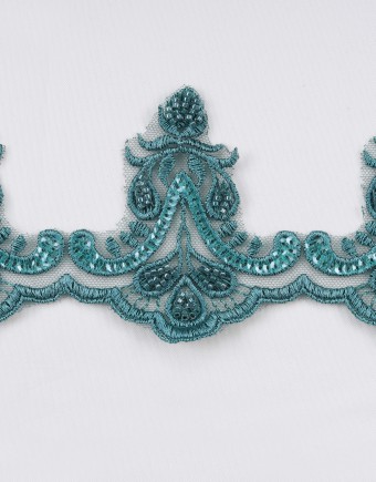 ESTELLA BORDER LACE BEADED IN TEAL GREEN