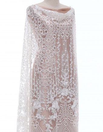 BLAIR SEQUIN BEADED LACE IN WHITE