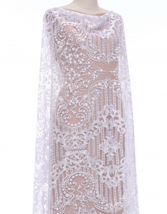 STELLA SEQUIN BEADED LACE IN WHITE