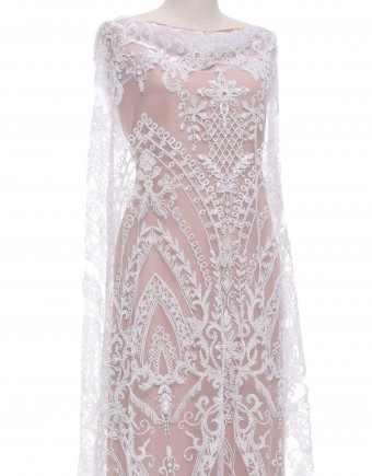 PENELOPE SEQUIN BEADED LACE IN WHITE