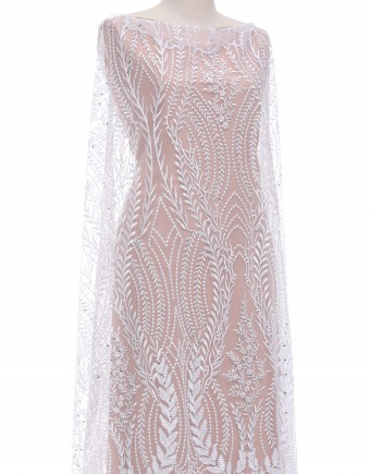 KAYLA SEQUIN BEADED LACE IN WHITE