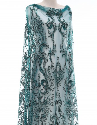 THEA BEADED LACE IN EMERALD GREEN
