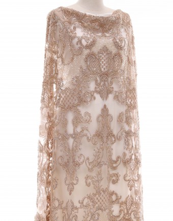 ANNE HEAVY BEADED LACE IN BROWN