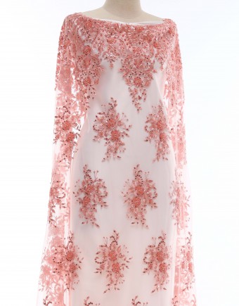 JACY PEARL BEADED LACE IN BRICK PINK