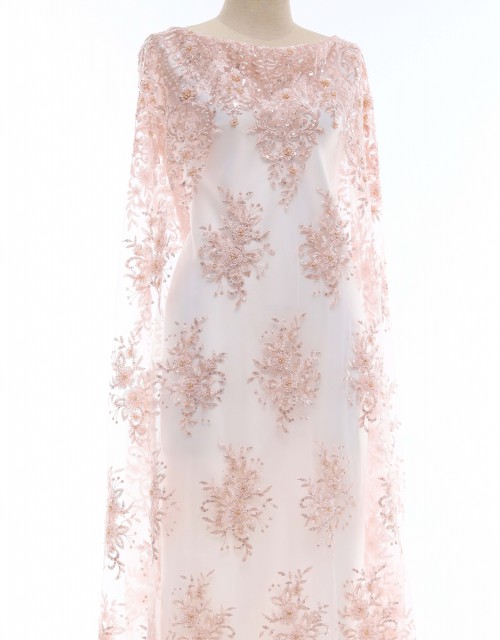 JACY PEARL BEADED LACE IN LIGHT PEACH