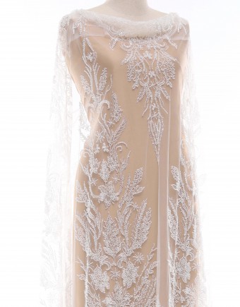 KYLIE HEAVY BEADED LACE IN OFF WHITE