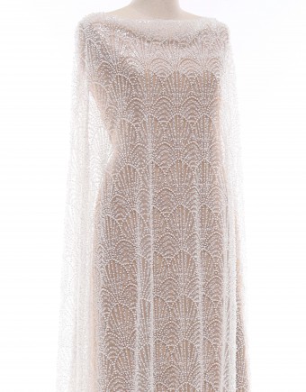 ANASTASIA HEAVY BEADED LACE IN OFF WHITE