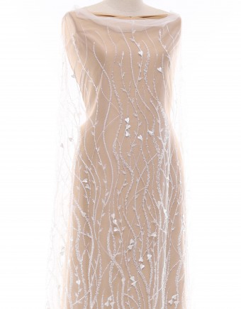 DAHLIA SEQUIN BEADED LACE IN OFF WHITE
