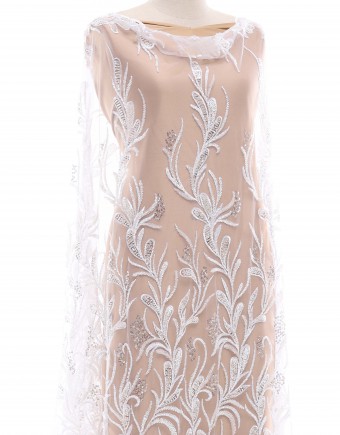 HENNALEY BEADED LACE IN OFF WHITE