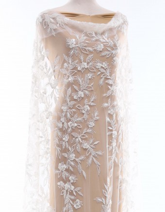 LILY SEQUIN BEADED LACE IN OFF WHITE