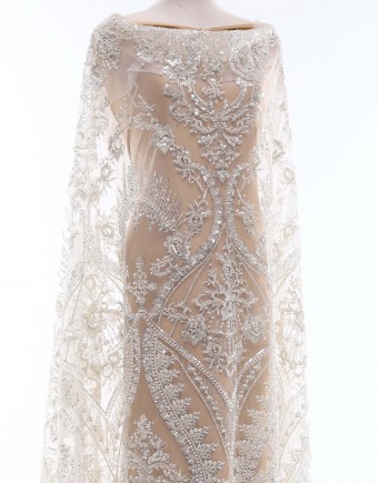 DIANTHA PEARL BEADED LACE IN OFF WHITE