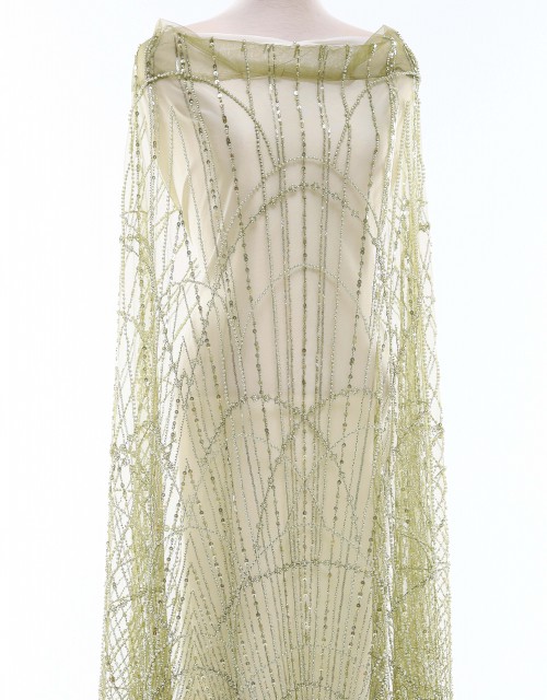 JASMINE PEARL BEADED LACE IN OLIVE GREEN