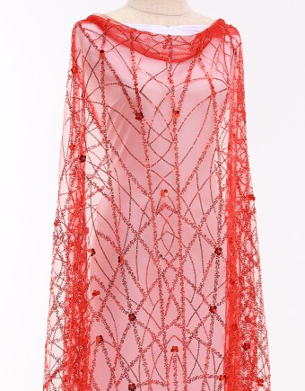JOSIE SEQUIN BEADED LACE IN  RED
