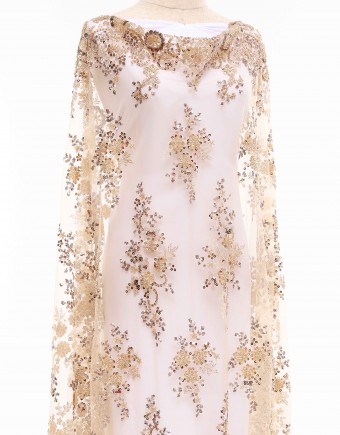 SARAH BEADED LACE IN LIGHT BROWN