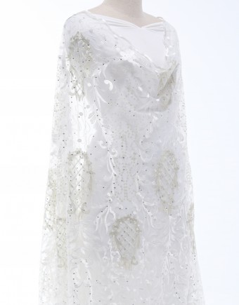 MILES EMBROIDERY RHINESTONE LACE IN WHITE