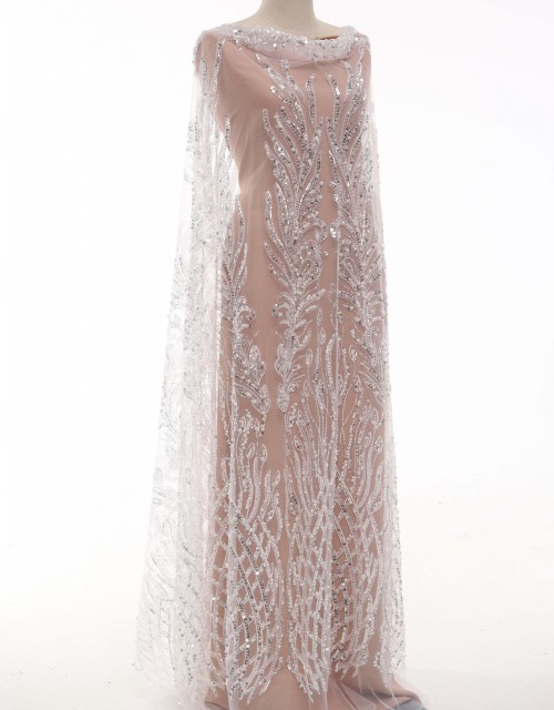 ELVIRA SEQUIN BEADED LACE IN WHITE