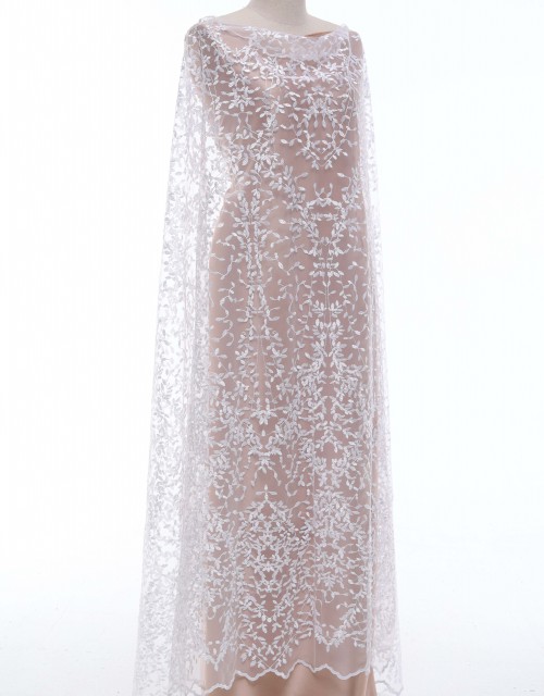 DARBY SEQUIN BEADED LACE IN WHITE