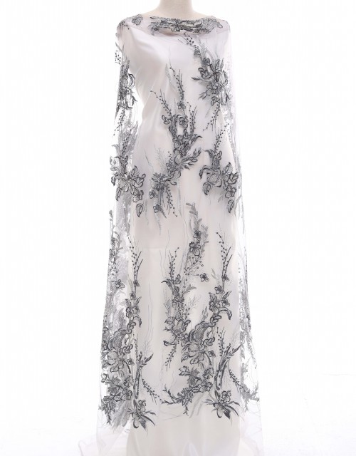AIMEE STONE BEADED LACE IN GREY