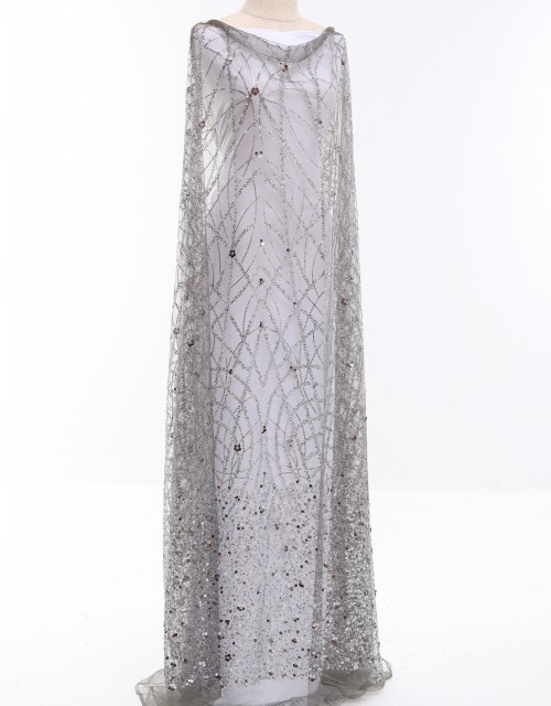 JOSIE SEQUIN BEADED LACE IN CHARCOAL GREY