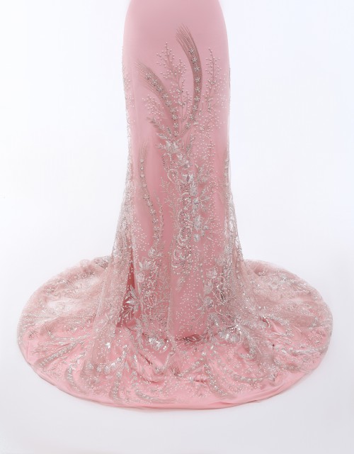 PEIGE PINK BEADED LACE