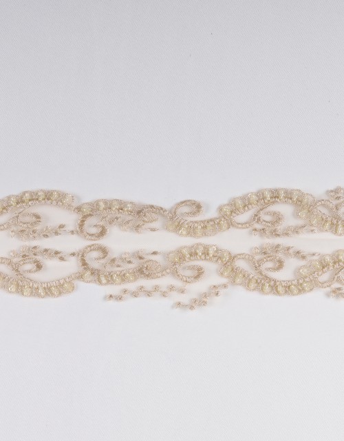 LAURA BORDER LACE BEADED IN GOLD