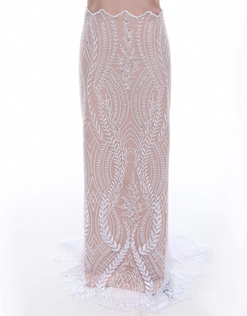 KAYLA SEQUIN BEADED LACE IN WHITE