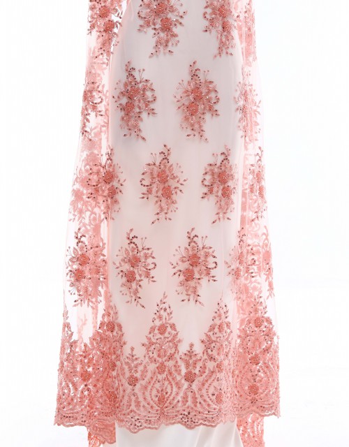 JACY PEARL BEADED LACE IN BRICK PINK