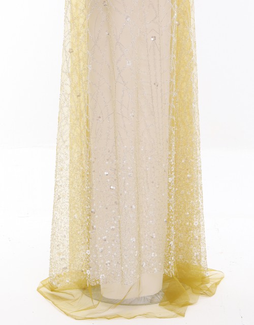JOSIE SEQUIN BEADED LACE IN LIGHT GOLD