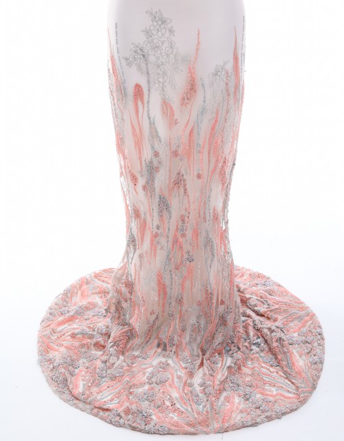 IRIS BEADED LACE IN PEACH PINK