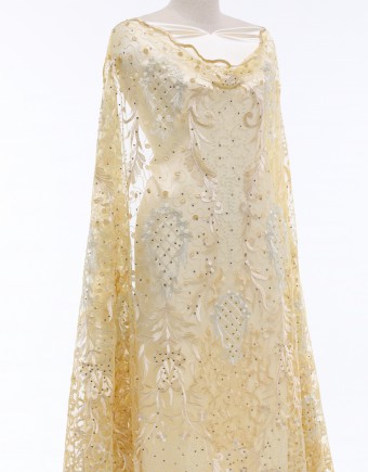 MILES EMBROIDERY RHINESTONE LACE IN GOLD