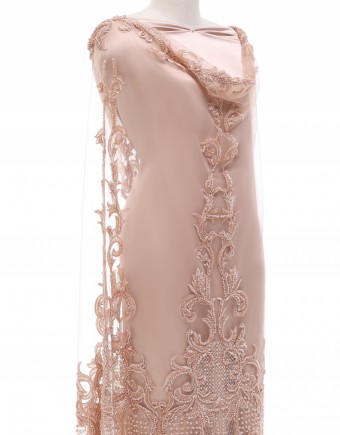 BENNET HEAVY BEADED LACE IN SALMON PINK