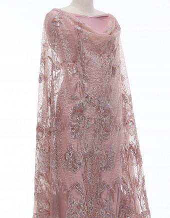 NASH HEAVY BEADED LACE IN DUSTY PINK